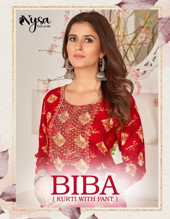 Nysa Biba Rayon With Printed Work Stylish Designer Casual Look Kurti