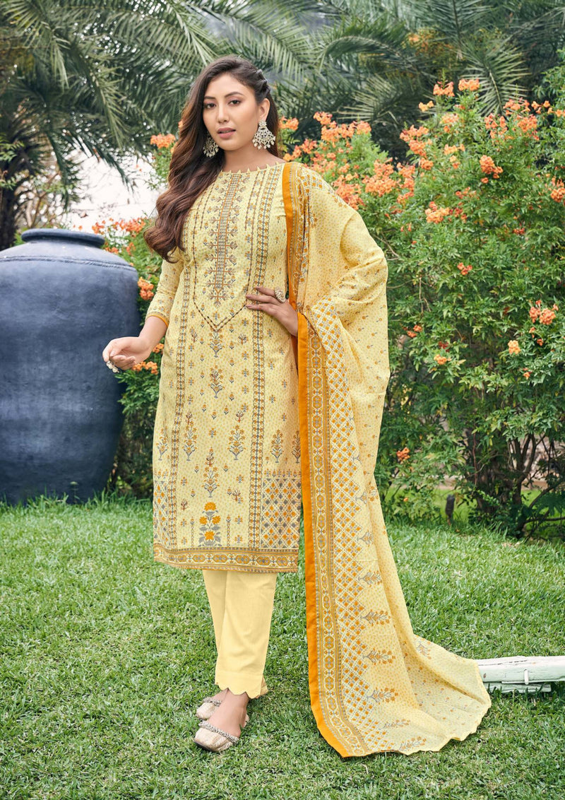 Gull Ahmed Bin Saeed Embroidered Collection Semi Lawn Neck Self Embroidery Work Printed Designer Salwar Suit