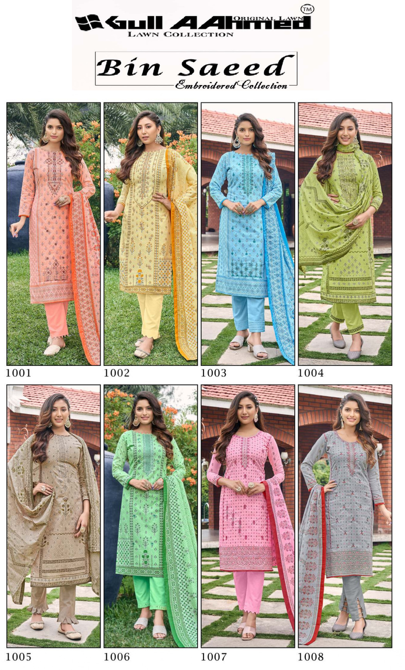 Gull Ahmed Bin Saeed Embroidered Collection Semi Lawn Neck Self Embroidery Work Printed Designer Salwar Suit