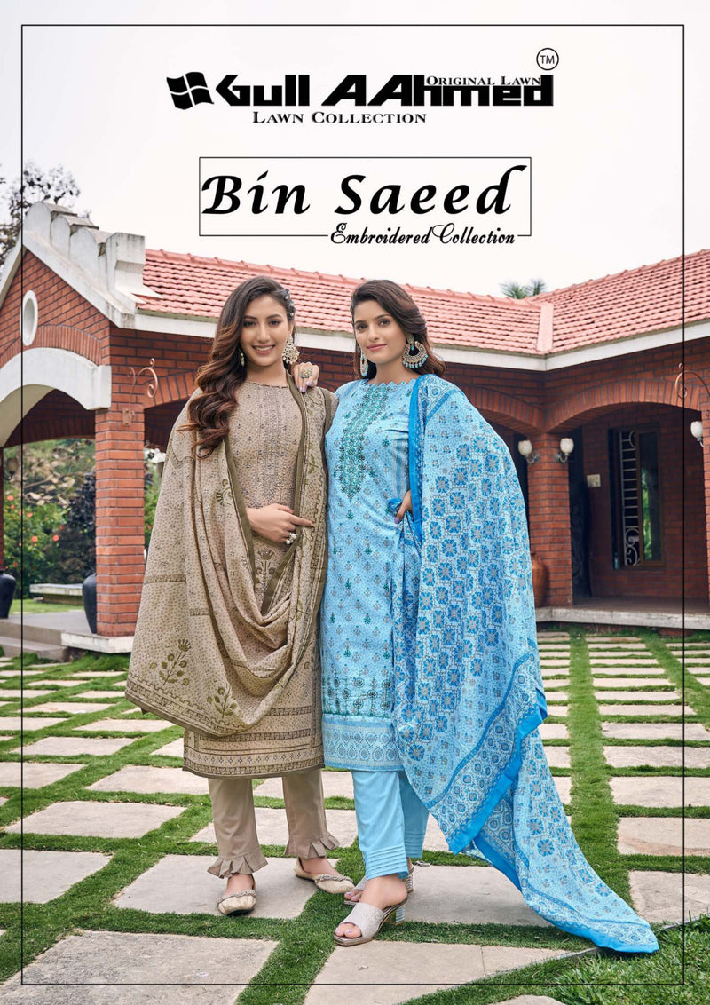 Gull Ahmed Bin Saeed Embroidered Collection Semi Lawn Neck Self Embroidery Work Printed Designer Salwar Suit
