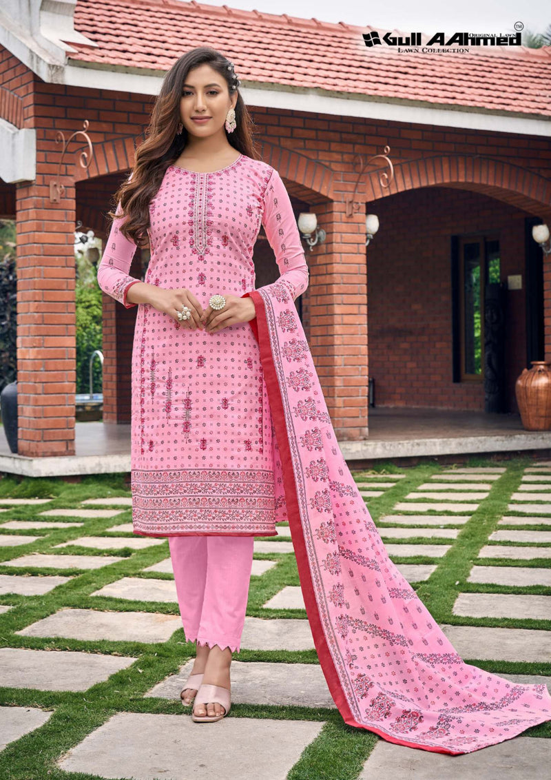 Gull Ahmed Bin Saeed Embroidered Collection Semi Lawn Neck Self Embroidery Work Printed Designer Salwar Suit