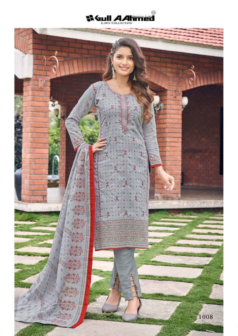 Gull Ahmed Bin Saeed Embroidered Collection Semi Lawn Neck Self Embroidery Work Printed Designer Salwar Suit