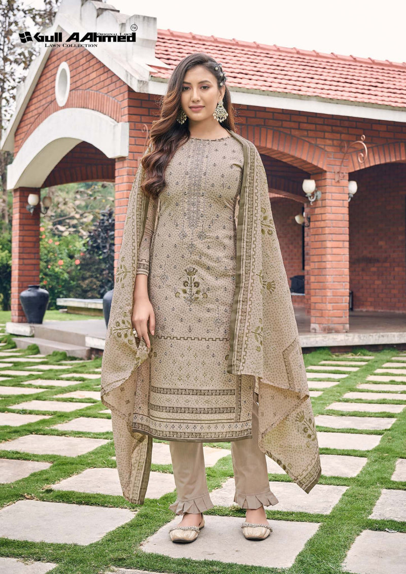 Gull Ahmed Bin Saeed Embroidered Collection Semi Lawn Neck Self Embroidery Work Printed Designer Salwar Suit