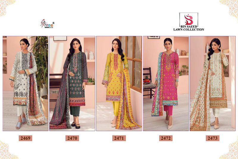 Shree Fabs Bin Saeed Lawn Cotton With Heavy Embroidery Work Stylish Designer Pakistani Salwar Kameez