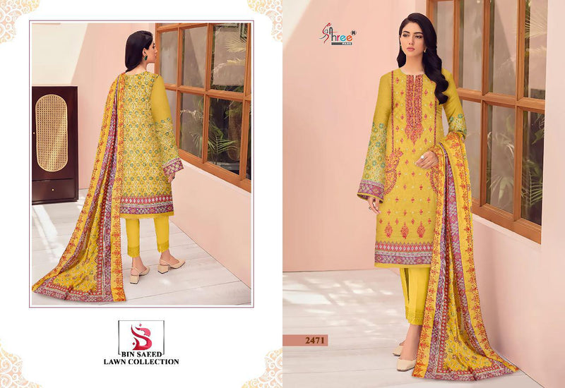 Shree Fabs Bin Saeed Lawn Cotton With Heavy Embroidery Work Stylish Designer Pakistani Salwar Kameez