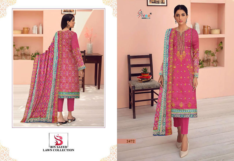 Shree Fabs Bin Saeed Lawn Cotton With Heavy Embroidery Work Stylish Designer Pakistani Salwar Kameez