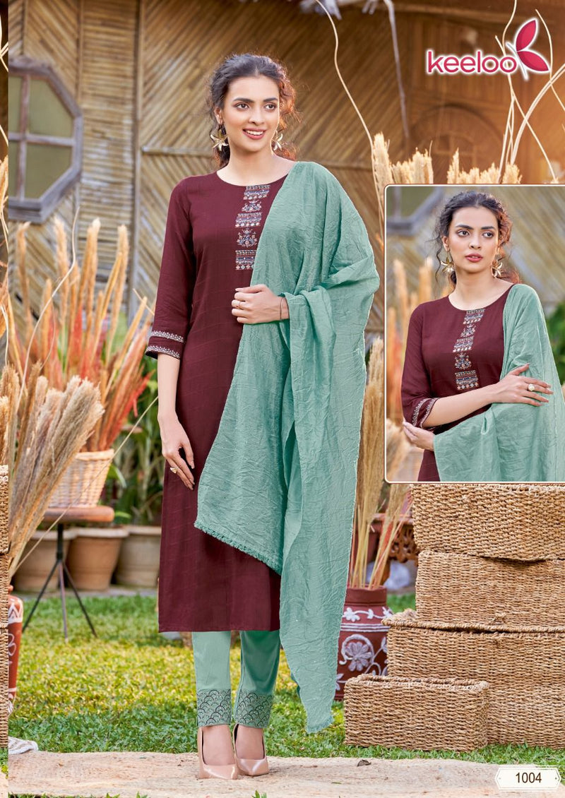 Keeloo Bitu Vol 1 Viscose Embroidered Party Wear kurtis With Bottom & Dupatta