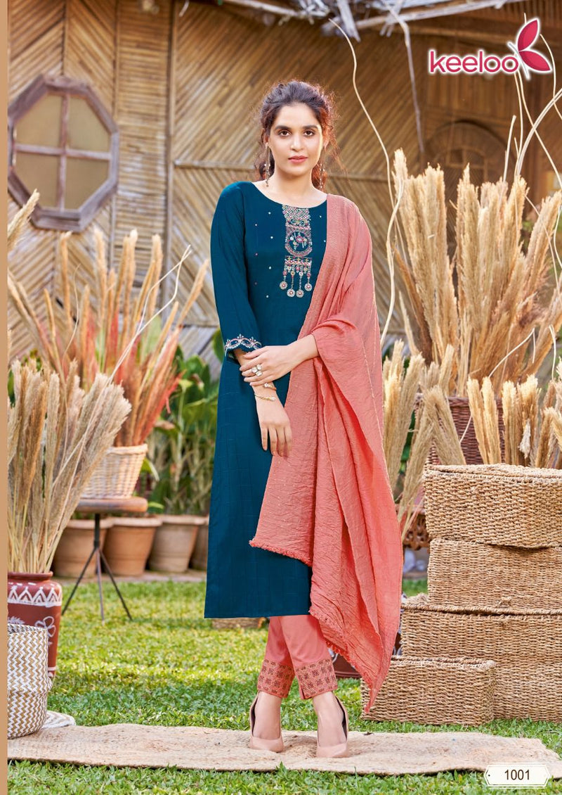 Keeloo Bitu Vol 1 Viscose Embroidered Party Wear kurtis With Bottom & Dupatta