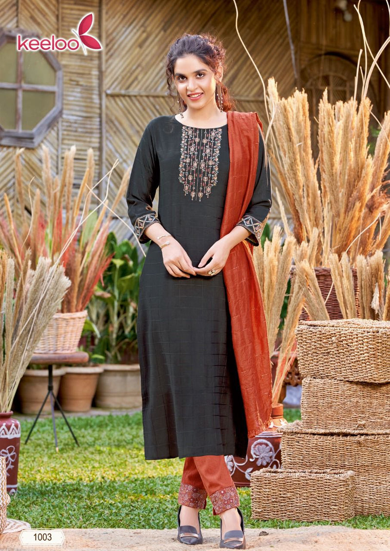 Keeloo Bitu Vol 1 Viscose Embroidered Party Wear kurtis With Bottom & Dupatta
