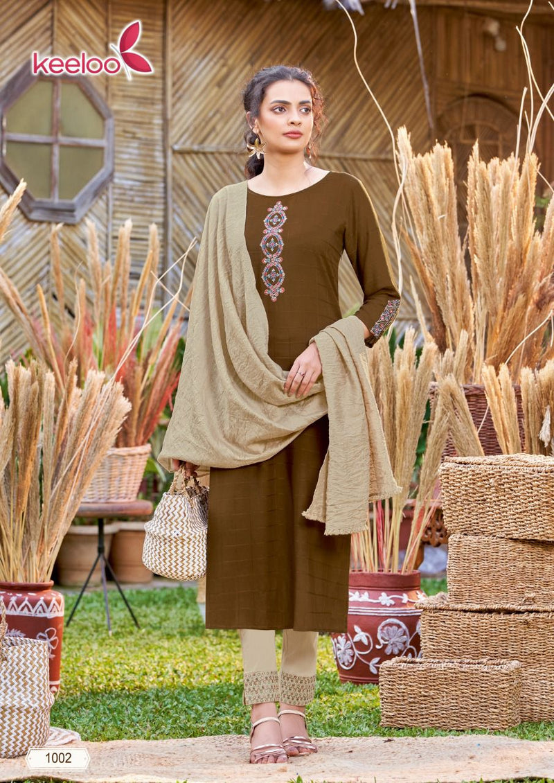 Keeloo Bitu Vol 1 Viscose Embroidered Party Wear kurtis With Bottom & Dupatta