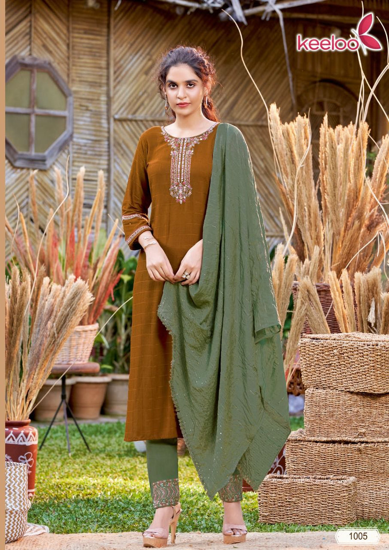 Keeloo Bitu Vol 1 Viscose Embroidered Party Wear kurtis With Bottom & Dupatta
