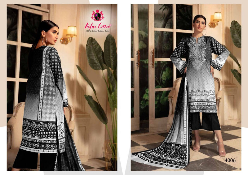 Nafisa Cotton Black & White Karachi Queen Vol 4 Pakistani Style Party Wear Salwar Suits