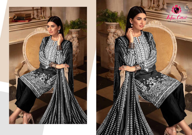 Nafisa Cotton Black & White Karachi Queen Vol 4 Pakistani Style Party Wear Salwar Suits