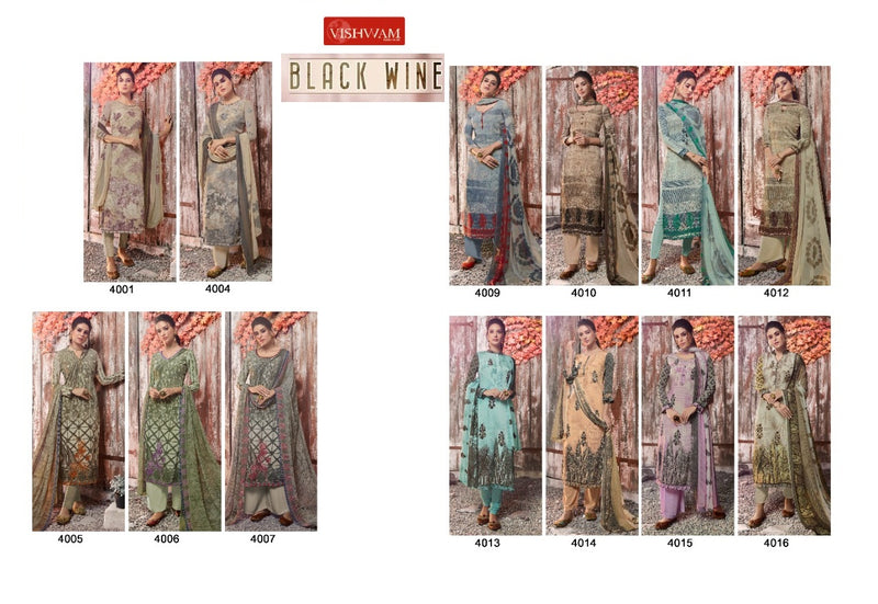 Vishwam Fabrics Black Wine Crepe Stylish Designer Casual Look Salwar Kameez
