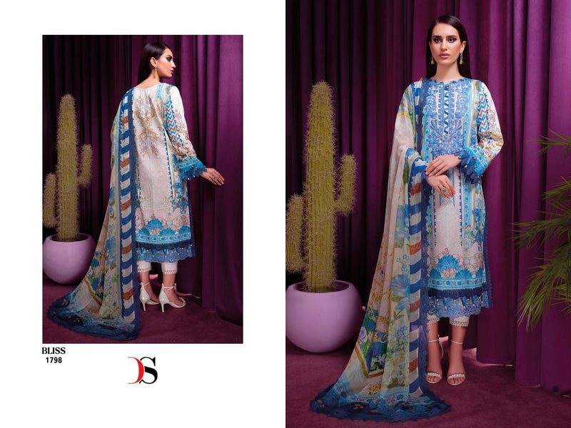Deepsy Suit Bilss Lawn 22 Vol 4 Pure Cotton With Embroidery Work Stylish Designer Pakistani Salwar Kameez