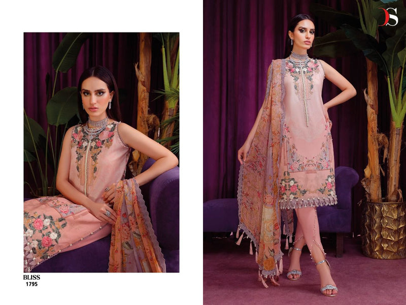 Deepsy Suit Bilss Lawn 22 Vol 4 Pure Cotton With Embroidery Work Stylish Designer Pakistani Salwar Kameez