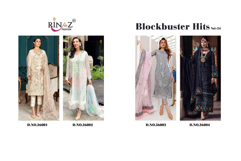 Rinaz Fashion Block Buster Hits Vol 24 Fox Georgette Pakistani Style Wedding Wear Salwar Suits