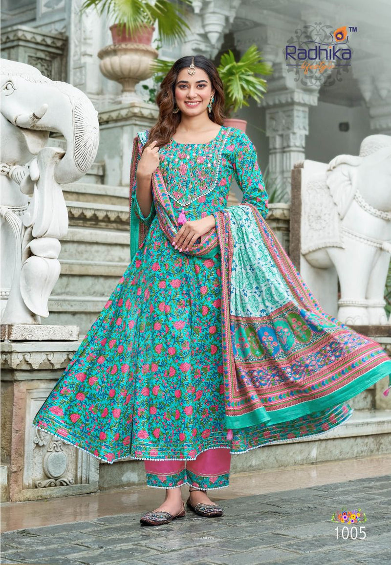 Radhika Blossom Vol 1 Rayon With Fancy Work Stylish Designer Casual Wear Kurti