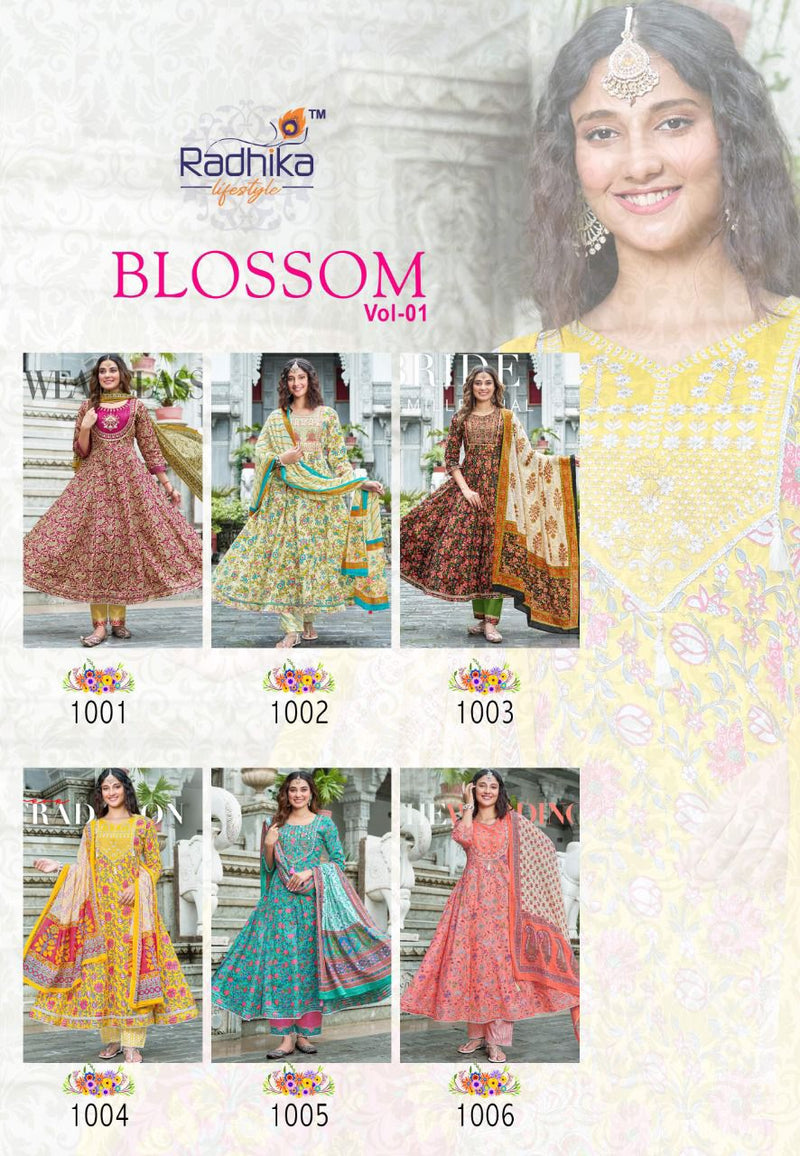 Radhika Blossom Vol 1 Rayon With Fancy Work Stylish Designer Casual Wear Kurti