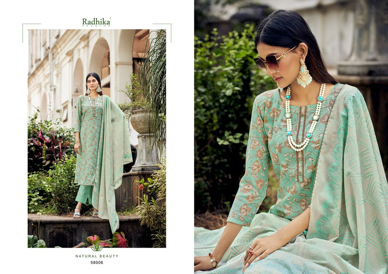 Radhika Fashion Azara Blossom Vol 13 Cotton Print Foil Neck Lace Work Fancy Designer Salwar Kameez