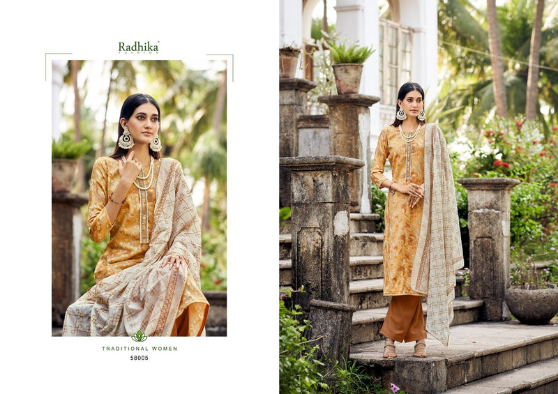 Radhika Fashion Azara Blossom Vol 13 Cotton Print Foil Neck Lace Work Fancy Designer Salwar Kameez