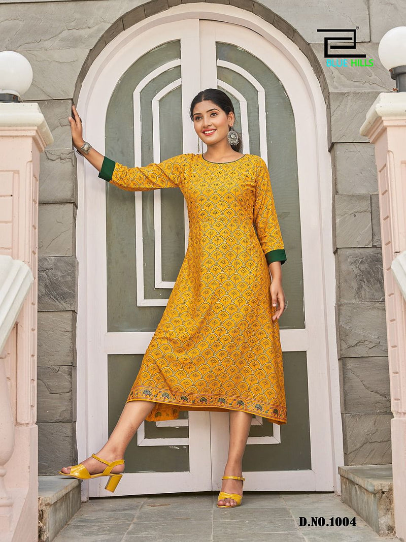 Blue Hills Grapes Vol 1 Rayon With Fancy Work Stylish Designer Party Wear Fancy Kurti