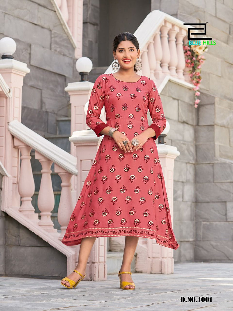 Blue Hills Grapes Vol 1 Rayon With Fancy Work Stylish Designer Party Wear Fancy Kurti