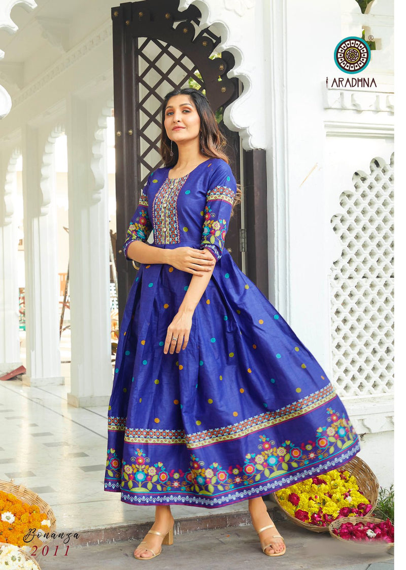 Aradhna Fashion Bonaza Vol 2 Rayon Fancy Gown Style Party Wear Kurtis