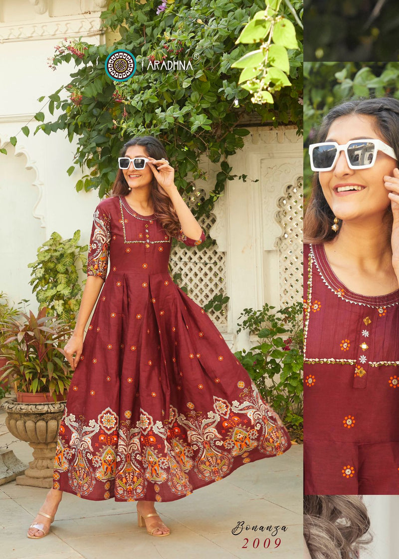 Aradhna Fashion Bonaza Vol 2 Rayon Fancy Gown Style Party Wear Kurtis