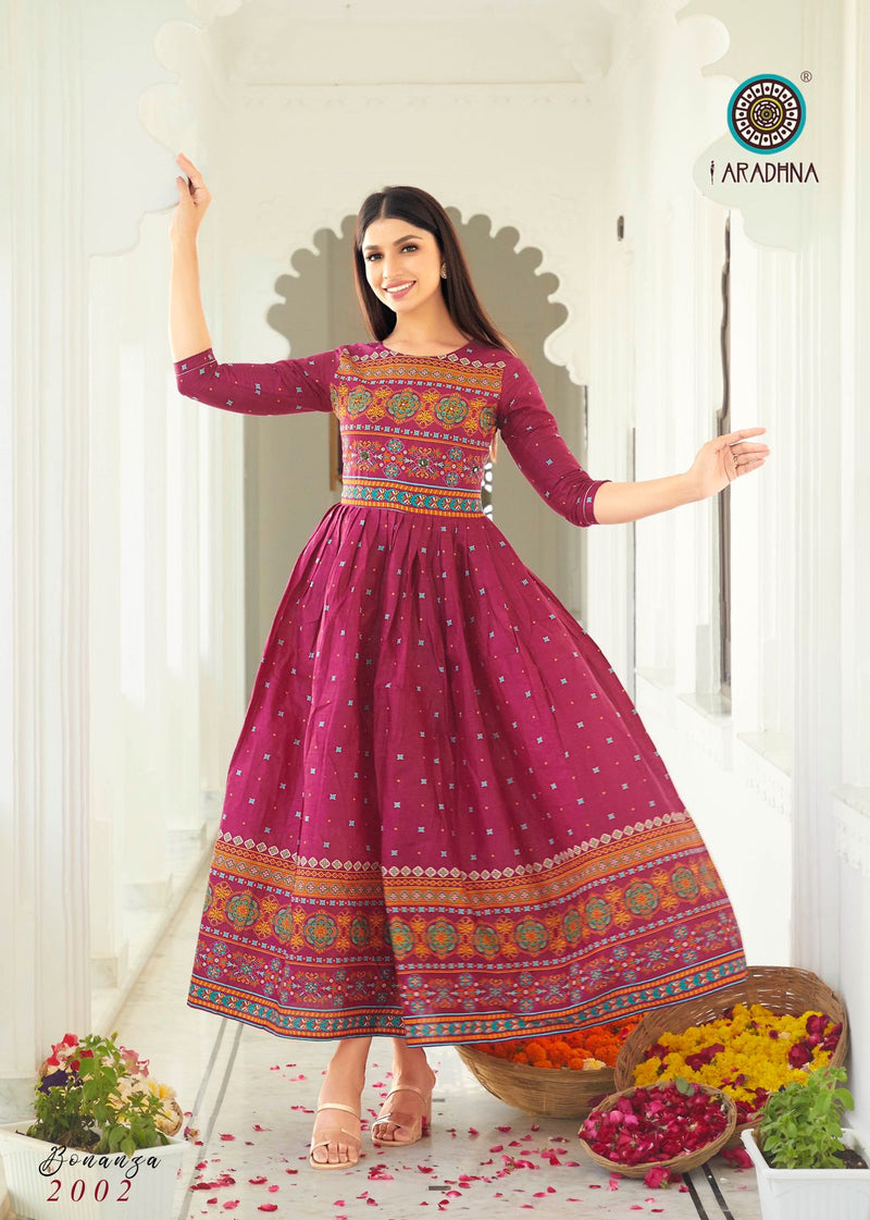 Aradhna Fashion Bonaza Vol 2 Rayon Fancy Gown Style Party Wear Kurtis