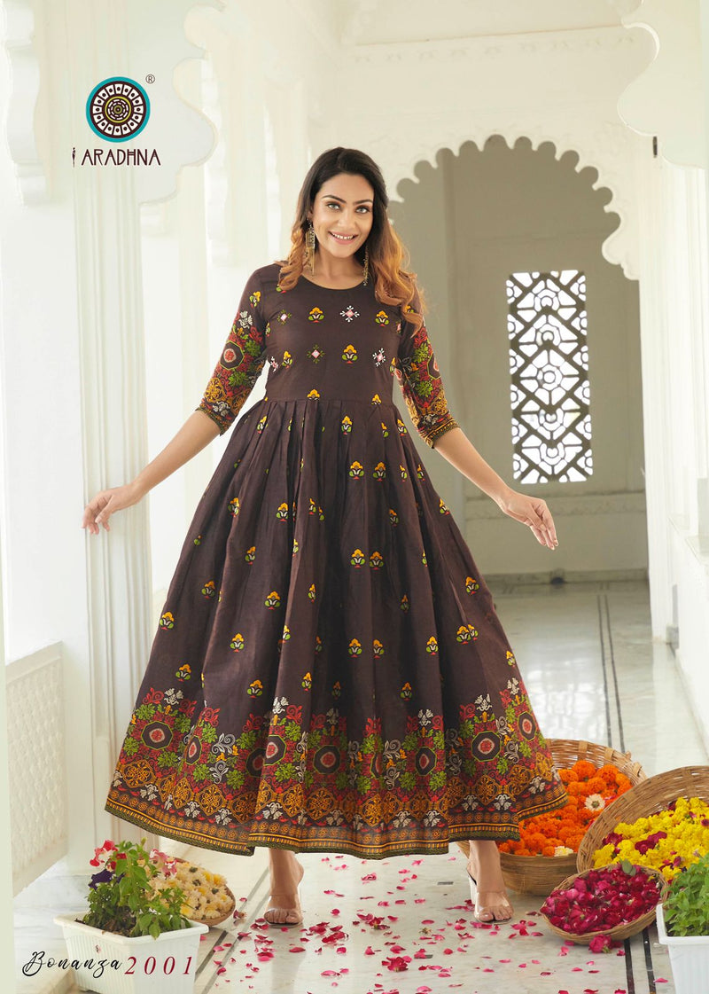 Aradhna Fashion Bonaza Vol 2 Rayon Fancy Gown Style Party Wear Kurtis