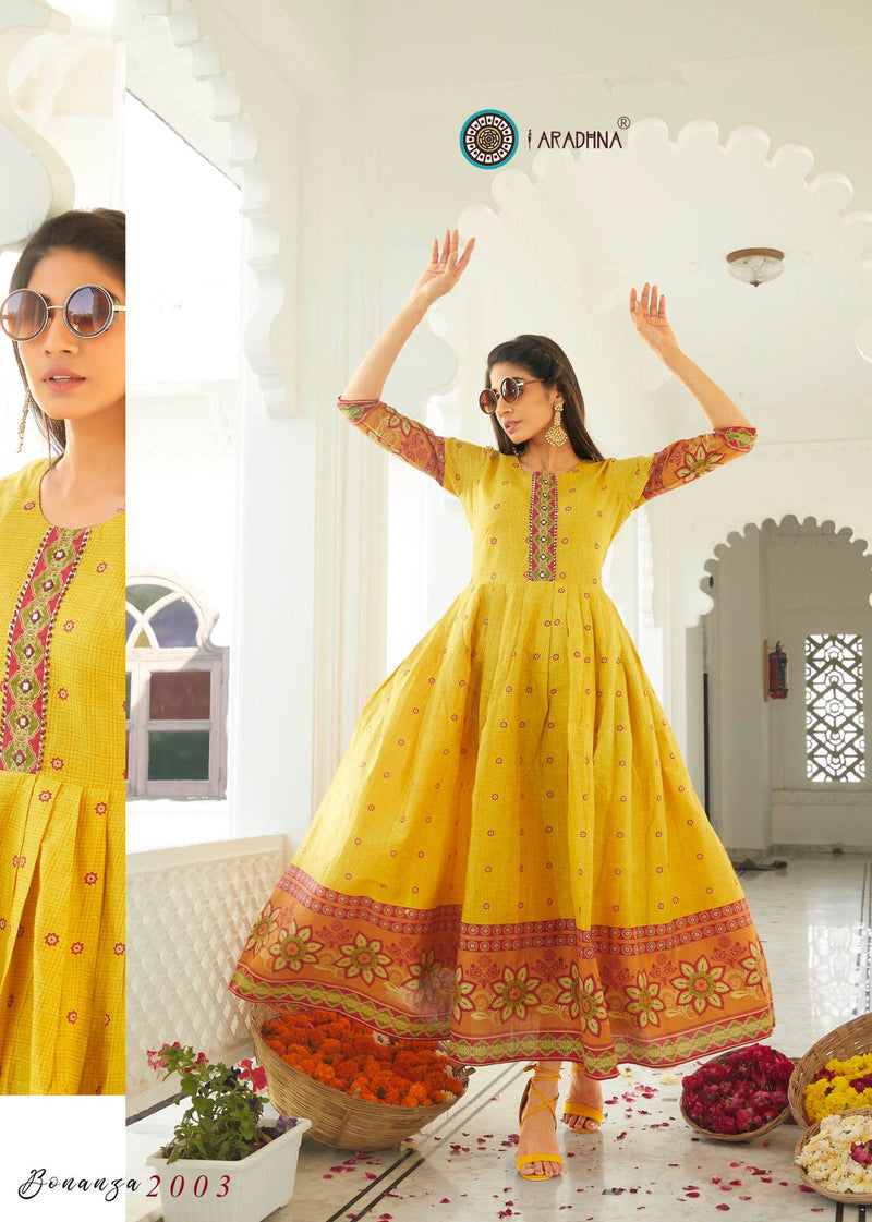 Aradhna Fashion Bonaza Vol 2 Rayon Fancy Gown Style Party Wear Kurtis