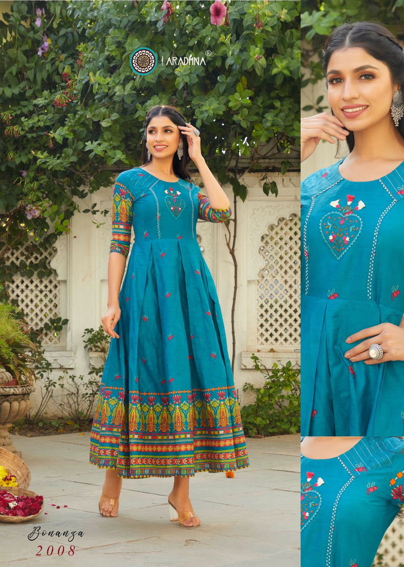 Aradhna Fashion Bonaza Vol 2 Rayon Fancy Gown Style Party Wear Kurtis