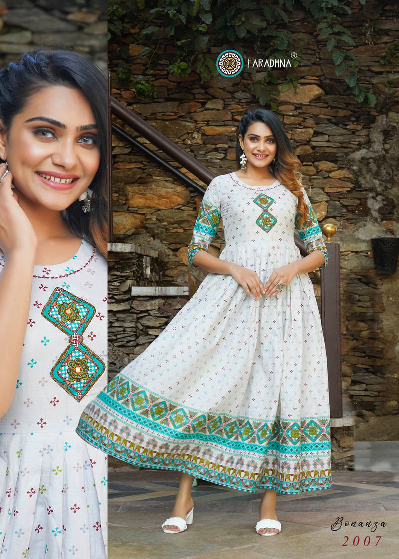 Aradhna Fashion Bonaza Vol 2 Rayon Fancy Gown Style Party Wear Kurtis