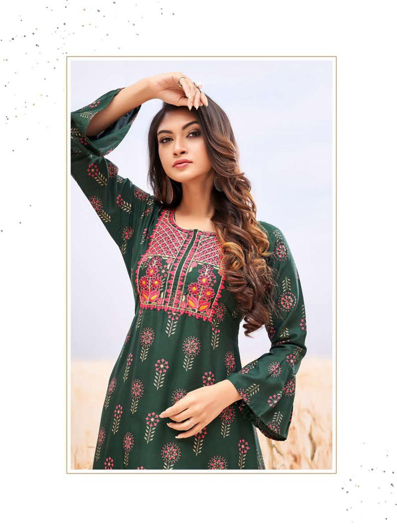 Bonie Srivali Heavy Rayon Gown Style Fancy Stylish  Festive Wear Kurtis