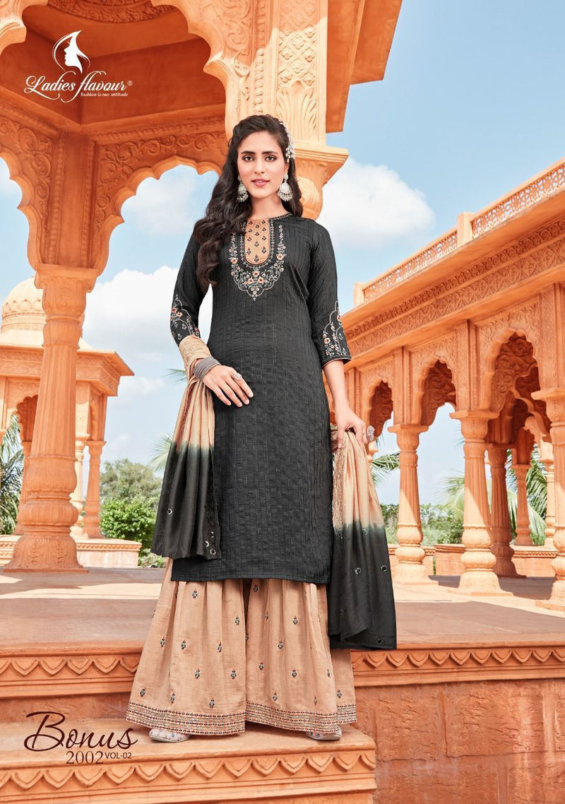 Ladies Flavour Chinon With Fancy Embroidery Work Stylish Designer Festive Wear Sharara