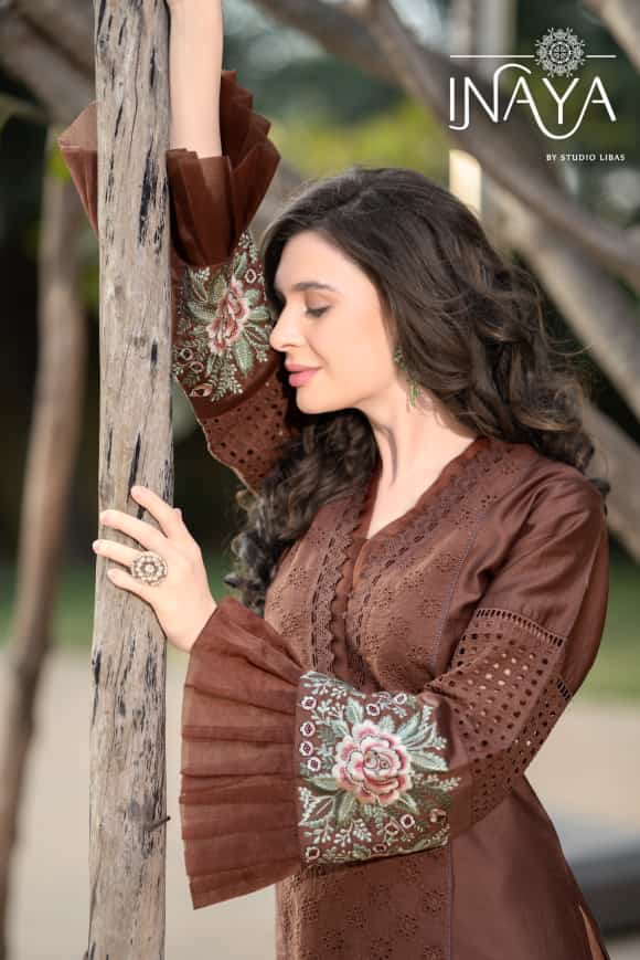 Inaya Borer Collection Jam Cotton With Heavy Embroidery Work Stylish Designer Fancy Kurti