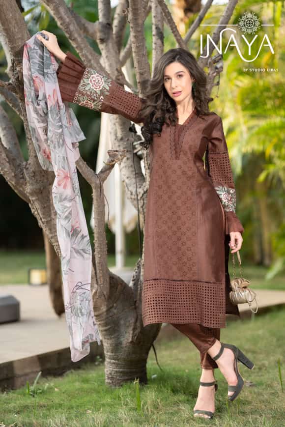 Inaya Borer Collection Jam Cotton With Heavy Embroidery Work Stylish Designer Fancy Kurti