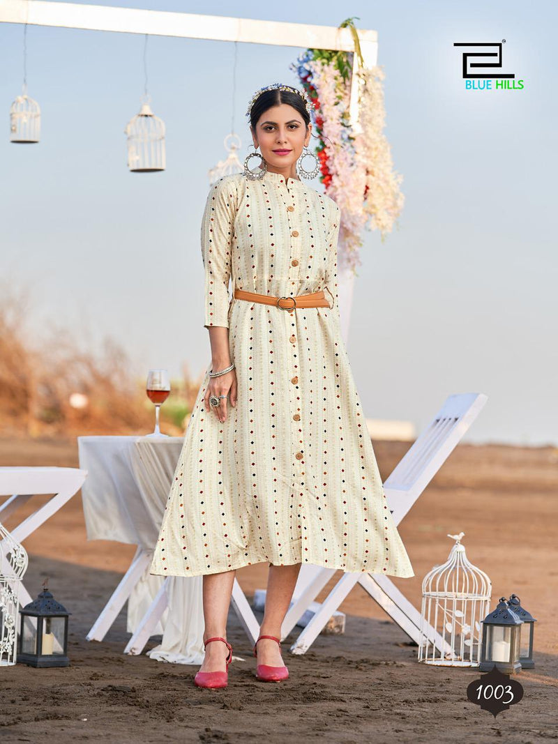 Blue Hills Bro Code Vol 1 Rayon With Printed Work Stylish Designer Fancy Party Wear Short Kurti