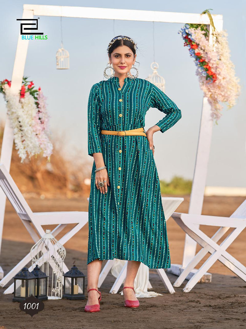 Blue Hills Bro Code Vol 1 Rayon With Printed Work Stylish Designer Fancy Party Wear Short Kurti