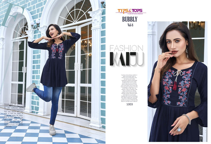Tips & Tops Bubbly Vol 8 Rayon With Western Look Stylish Designer Party Wear Kurti