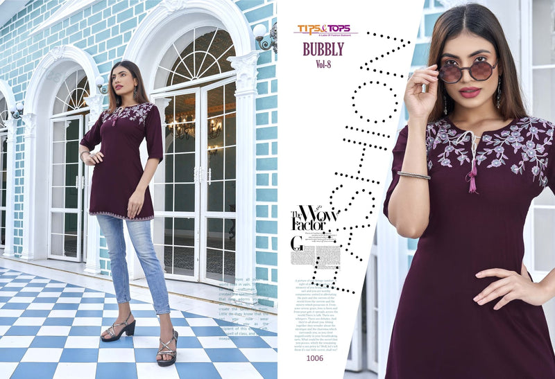 Tips & Tops Bubbly Vol 8 Rayon With Western Look Stylish Designer Party Wear Kurti