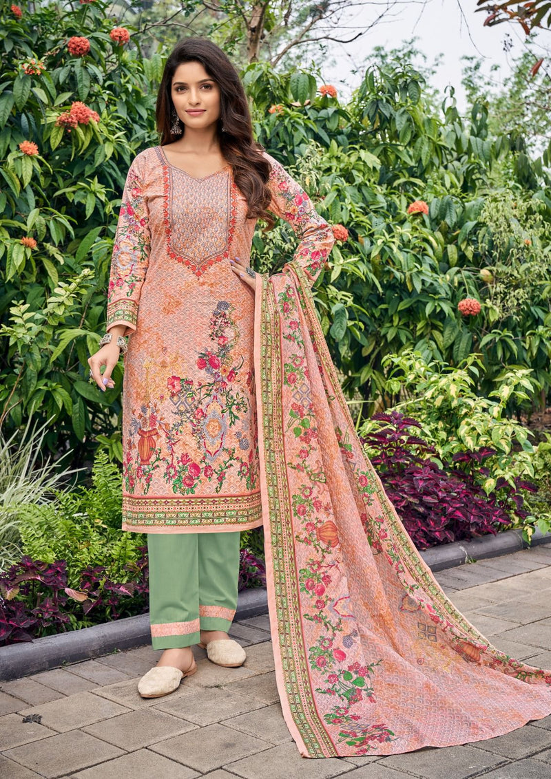 Al Karam Buraq Pure Cambric Cotton Neck Selef Embroidery Printed Fancy Designer Salwar Suit