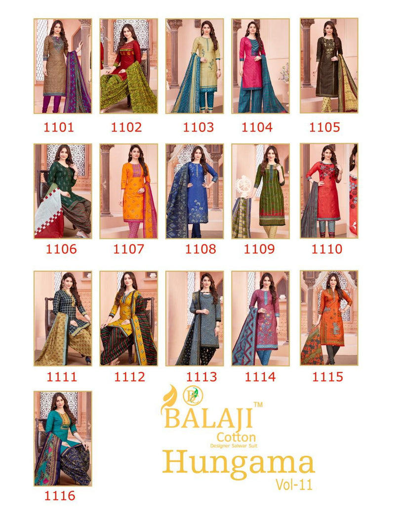 Balaji Cotton Launch By Hangama Vol 11 Cotton With Fancy Chudidar Pritned Casual Wear Salwar Suit