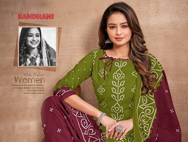 Bandhani Vol 5 By Ganesha Fashion Pure Cotton Fancy Wear Readymade Salwar Kameez With Inner