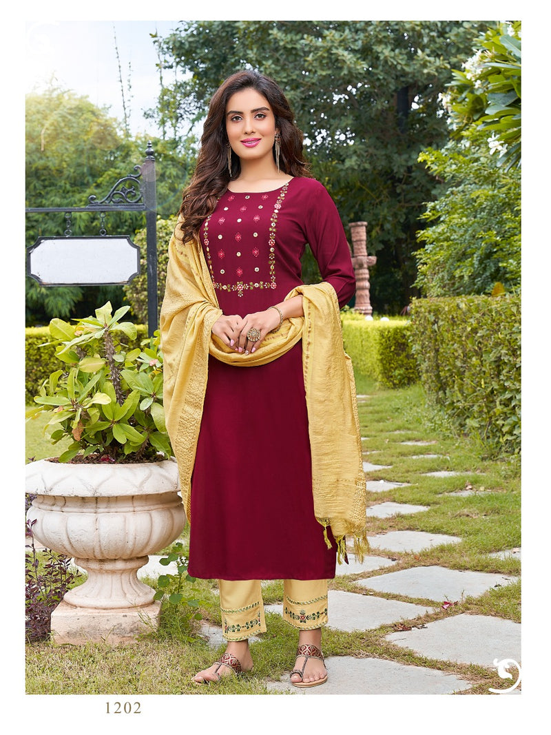 Banwery Chunari Rayon With Embroidery And Mirror Work Kurti