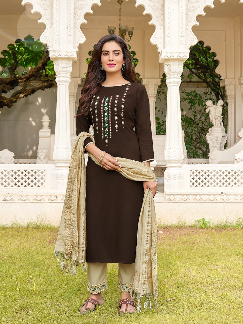 Banwery Chunari Rayon With Embroidery And Mirror Work Kurti