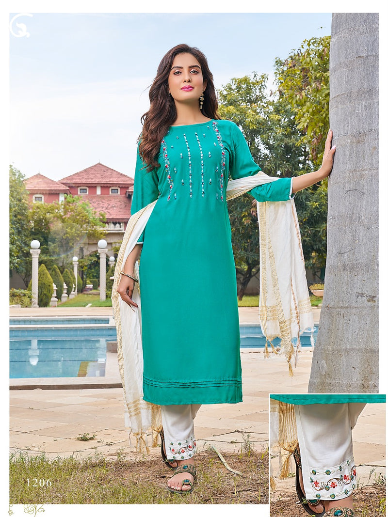 Banwery Chunari Rayon With Embroidery And Mirror Work Kurti