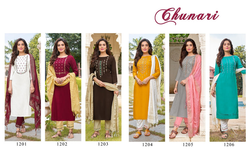 Banwery Chunari Rayon With Embroidery And Mirror Work Kurti