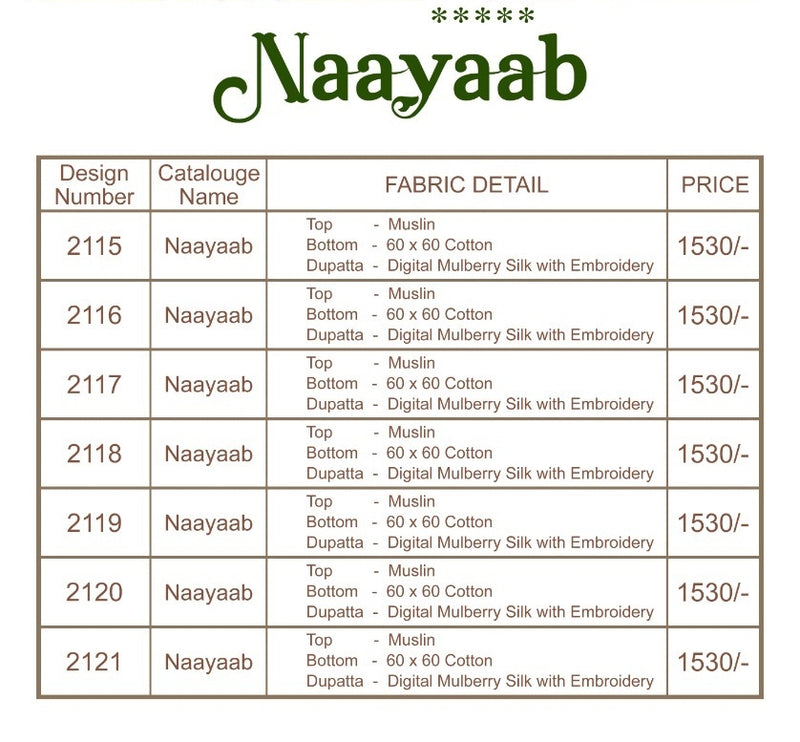 Bela Fashion Naayaab Maslin Digital Mulberry Silk Embroidered Salwar Kameez